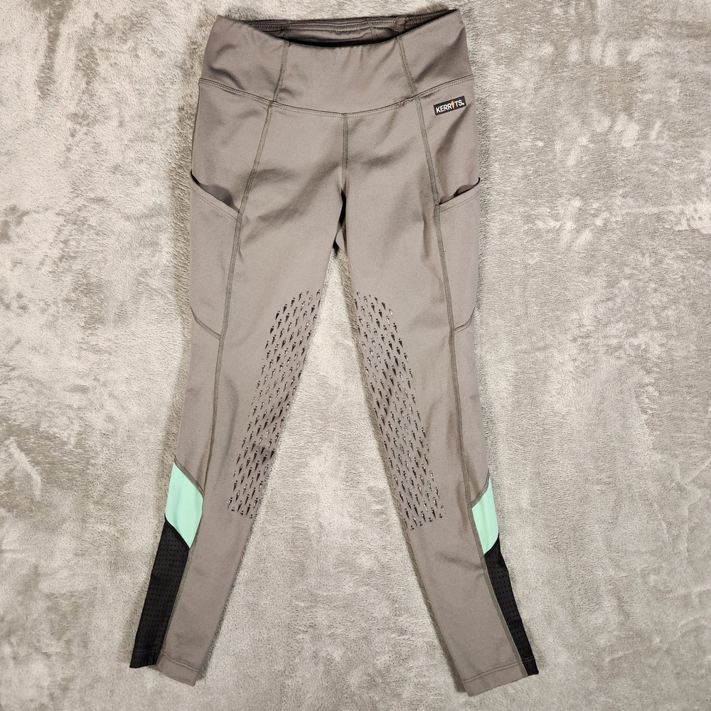 Kerrits Riding Tights Women XS Grey Excellent Silicone Knee Patch Pockets